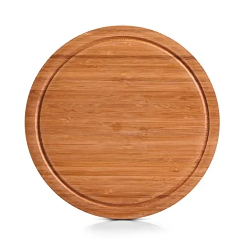 Zeller 25250 Schneidebrett, Bambus, ca. Ø 30 x 1,8 cm, Vesperbrett, Frühstücksbrett mit Saftrille