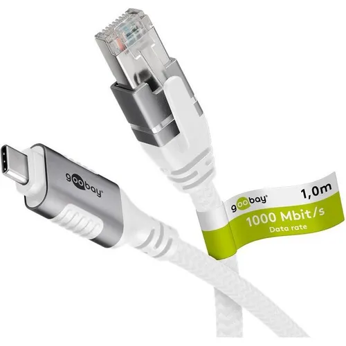 goobay 7,5m LAN zu USB Kabel - USB C 3.1 auf RJ45 Ethernet CAT 6, stabile 1 Gbit Datenübertragung für Router und Smartphone