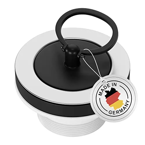 AQUADE Ablaufventil Ablaufgarnitur 1 ½ x 30mm Ø 70mm mit Stopfen und Griffbügel Edelstahl für Spülbecken Waschbecken Küchenspüle Stöpsel Dusche Ablauf, Ø 70 mm