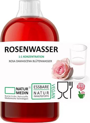 Rosenwasser zum Backen 1000ml von Naturmedin