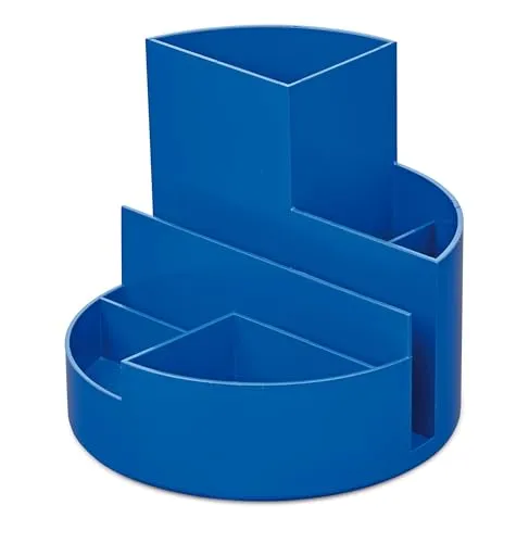 MAUL Schreibtisch Organizer MAULrundbox Ø14x12,5cm | Organizer mit 6 Fächern | Stiftehalter für Stifte, Marker und Schere | Stifte Organizer für Büro und Schreibtisch | Blau