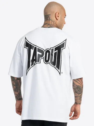 Tapout Herren T-Shirt Oversize Creekside White/Black M, 940010 - T-Shirts für Herren, lässige Oversize-Passform aus 100% Baumwolle mit auffälligem Logo-Druck auf der Vorderseite und plakativer Rückseite für einen coolen Look.