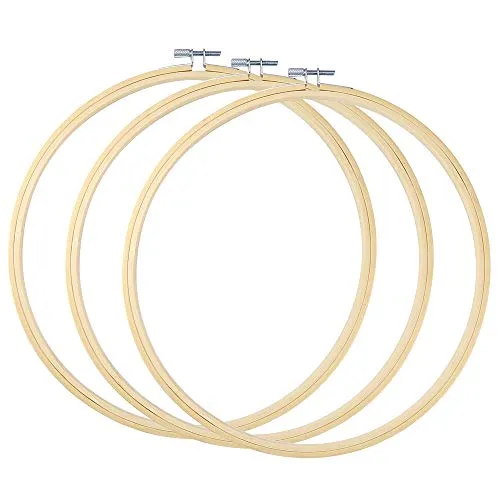 Caydo 3 Stück 30cm Stickrahmen Holz Kreis Kreuzstich Ring für Kunst Handwerk Handwerk