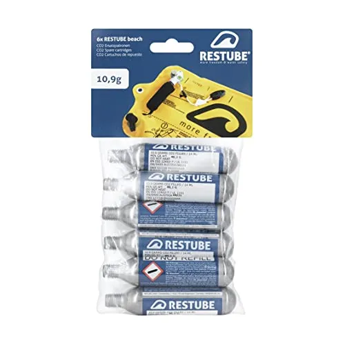 RESTUBE CO2 Ersatzpatrone 10,9 g - 6 Stück im Karton - Schwimmen: CO2-Ersatzpatrone für die RESTUBE Rettungsboje, sorgt für zusätzliche Sicherheit beim Schwimmen und Wassersport.