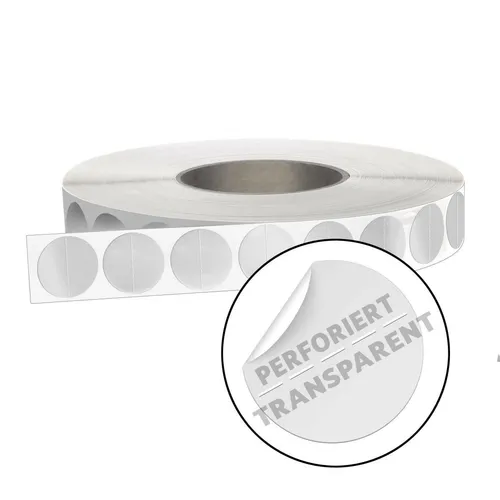 Verschlussetiketten 402025 transparent rund 25mm quer perforiert Klebepunkt 5000