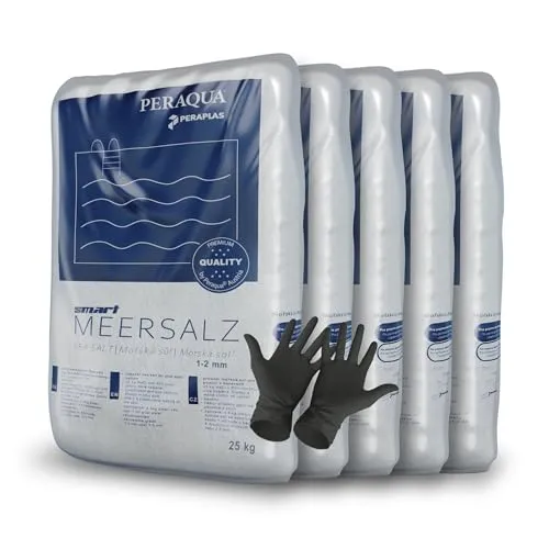 Peraplas Poolsalz 125 kg - Hochreines Schwimmbadsalz für Chlorinatoren - Chlorersatz aus 99,9 % NaCl, hautfreundlich und ideal für Salzanlagen. Schnelle Löslichkeit und rückstandsfrei – für ein perfektes Schwimmvergnügen.