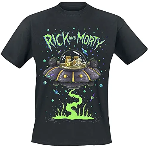 Rick and Morty T-Shirt Space schwarz, Bedruckt, aus 100% Baumwolle.