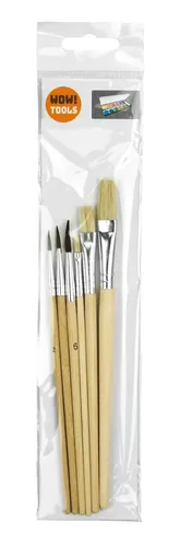 Schulmalpinsel-Set 6-teilig Flachpinsel Gussowpinsel Haarpinsel Wasserfarbe