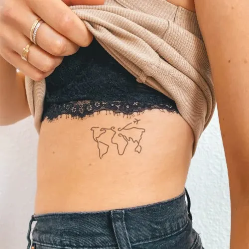 Inkster Tattoo Weltkarte | NEU: Verbesserte Formel | Temporäre Tattoos 2 Wochen | Hautfreundlich & EU-Kosmetikzertifiziert | hochwertige Temporäre Tattoos aus pflanzlichen Inhaltsstoffen | wasserfest