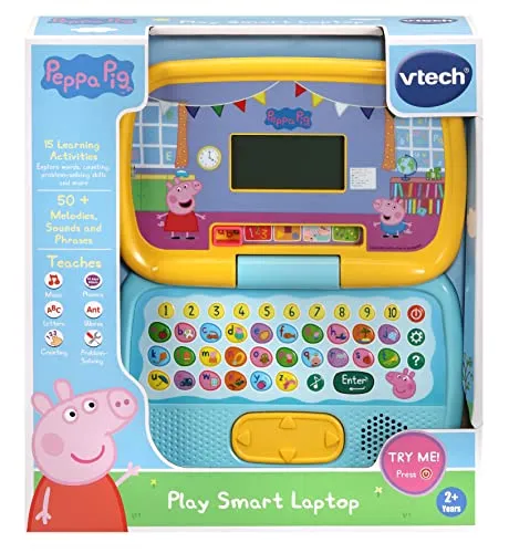VTech Peppa Pig Play Smart Laptop | Interaktiver Lern-Laptop für Kinder mit Buchstaben & Zahlen | Geeignet für Jungen & Mädchen 2, 3, 4, 5 und 6 Jahre, Englische Version