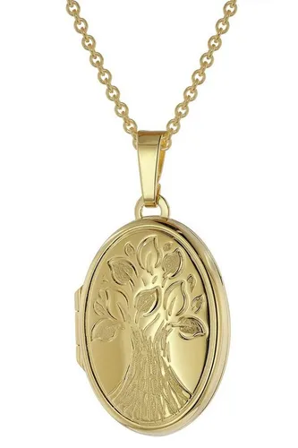 trendor Kette mit Anhänger Medaillon mit Kette Gold plattiertes 925 Silber
