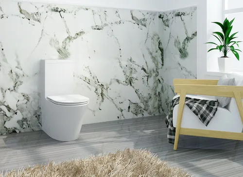 Spülrandloses Stand-WC BTWS-6012 weiß mit Soft-Close Sitz - WCs, spülrandloses Design für eine einfache Reinigung und komfortabler Soft-Close Sitz für leises Schließen.