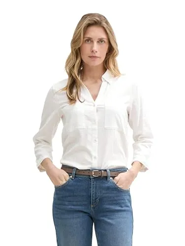 TOM TAILOR Damen Bluse 1046197, 20000-White, Größe 40 - Elegante Bluse mit 3/4-Arm von Tom Tailor, optimale Passform und hoher Tragekomfort für stilbewusste Damen.
