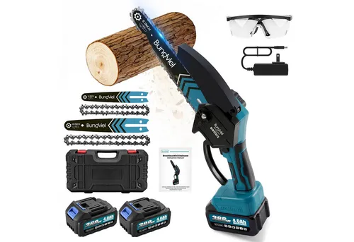 Bundviel Akku-Kettensäge Akku-Kettensäge, 6/8 Zoll Mini Kettensäge mit 4000mAH Akku Handsäge