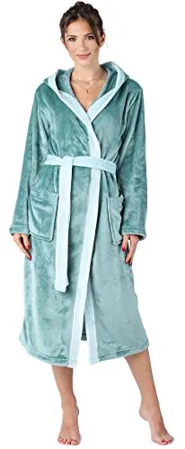 Produktbild Bellivalini Damen Bademantel lang mit Kapuze BLV50-168 in Seegrün/Mint (XXL)