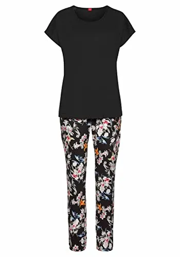 s.Oliver Damen Pyjama - Bequemer Schlafanzug für entspannte Nächte - Zweiteiliger Pyjama mit Kurzarmshirt und floralem Muster. Die Hose mit elastischem Bündchen sorgt für perfekten Sitz und höchsten Komfort aus weicher Baumwollqualität.
