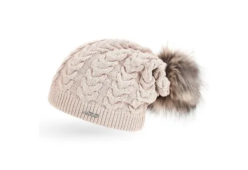 Neverless Bommelmütze coole Damen Strickmütze Strick-Beanie gefüttert Fell-Bommel Winter-Mütze Bommelmütze Neverless®