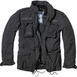 Brandit M-65 Giant Textiljacke - Schwarz - S - Funktionsjacke aus schwerer Qualität mit austrennbarer Innenjacke und Kapuze im Kragen, perfekt für Outdoor-Aktivitäten und Vintage-Liebhaber.