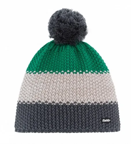 Eisbär Wintermütze Star Pompon RL grün/grau Kinder - Sportliche Kinder-Wintermütze von Eisbär mit bunten Blockstreifen und flauschigem Pompon. Der Materialmix aus Merinowolle und recyceltem Polyester sorgt für angenehmen Tragekomfort und hält warm.