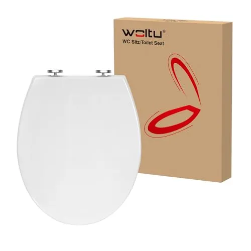 WOLTU Toilettendeckel mit Absenkautomatik - WC-Sitz aus antibakteriellem Kunststoff, Softclose-Funktion für leises Schließen und Quick-Release für einfache Reinigung, ideal für O-förmige WC-Schüsseln.