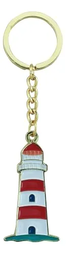 Schlüsselanhänger - Leuchtturm rot Anhänger aus Zink 2,8 x 5 cm GOLDFARBEN &