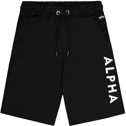 Alpha Industries Jersey Short für Herren in Black - Herren-Shorts mit Regular Fit, elastischem Bund und stylischem Logo-Druck am Bein – ideal für lässige Freizeitlooks.