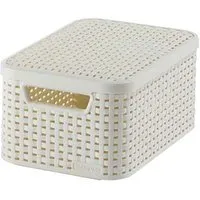 Curver Aufbewahrungsbox Style S 240586, 7L - Praktische Lagerlösung - Lagerboxen mit 7L Volumen, ergonomischen Griffen und stabiler Rattan-Optik. Ideal für Wohnzimmer, Schlafzimmer oder Bad. Set mit 3 Stück, stapelbar für optimalen Platz.