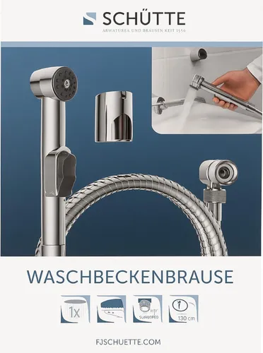 SCHÜTTE Waschbeckenbrause mit 150 cm Schlauch & Halterung, 1/2 Zoll Anschluss