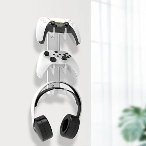 Mikihat Game Controller Ständer Halter Acryl Kopfhörer Ständer Kopfhörer Aufhänger Universal Kopfhörer Halter 3 Schichten Wandständer Gaming Headset Display Headset Organizer mit Schrauben für alle