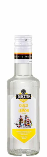 Ouzo mit Zitrone (Ouzo Lemon) 43% 0,2l Loukatos | Ouzo mit Zitronengeschmack