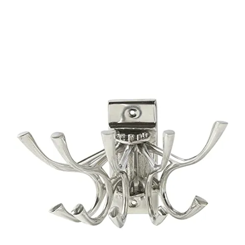 Riviera Maison haken, wandhaken, garderobehaken, kleiderhaken, kleiderständer, garderobenständer - Kitchen Triple Hook - 5 Doppelhaken - Aluminium, silber - 15x12cm