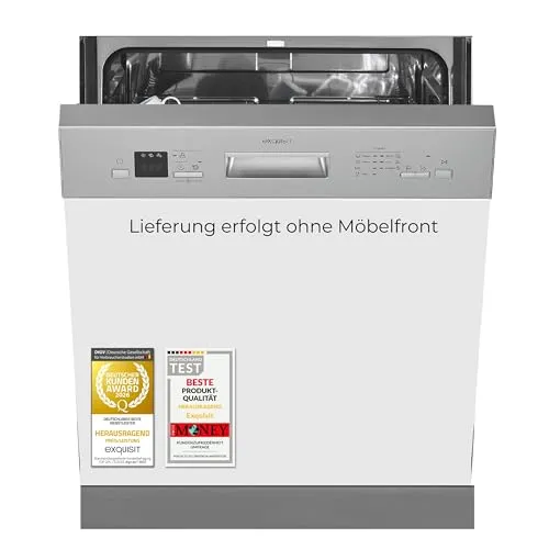 Exquisit Einbau-Geschirrspüler EGSP56312-EB-030E | 12 Maßgedecke | 7 Programme - Komfortabler Einbau-Geschirrspüler für 12 Maßgedecke. Mit 7 Programmen, darunter Eco und Power+, bietet er vielseitige Optionen für verschiedene Spülbedürfnisse. Sicherheit durch elektronischen Aquastop und flexible Planung dank Startzeitverzögerung.