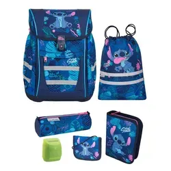 Familando McNeill Schulranzen Set mit Stitch Motiv - 6-teiliges Schultaschen-Set für die 1. Klasse mit ergonomischem Design, leichtem Gewicht von nur 980g und reflektierenden Elementen für Sicherheit.