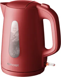 Concept RK2383 Wasserkocher 1,7 l, rot - Wasserkocher mit 1,7 l Fassungsvermögen, 360° drehbarem Sockel und 3-fachem Sicherheitssystem für sicheres Kochen. Elegantes Design in Rot, ideal für jede Küche.