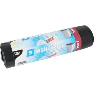 Papstar Müllsäcke 240 Liter, extra stark, schwarz, 5 Stück