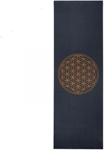 Bodhi Yogamatte Design Blume des Lebens - Sportmatte in anthrazit mit einer Länge von 183 cm, ideal für Yoga und Meditation, rutschfest und umweltfreundlich.