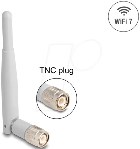 DELOCK 90736 WiFi 7 Antenne 2-3 dBi - WLAN-Zubehör mit omnidirektionalem Empfang für alle WLAN-Bänder, ideal für Indoor-Nutzung und sorgt für stabile Verbindungen.
