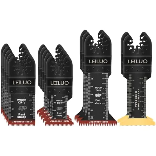 LEILUO 15-tlg Oszillierende Multitool Sägeblätter Japan Zahnung Extra Lang | Schnelle Schnitte in Holz & Kunststoff. Titan für Nägel & Metall. Passend für DeWalt, Makita & mehr. Nicht Starlock