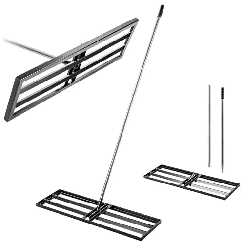 KADAX Rasenrakel 89x29cm mit Stiel - Rechen für Rasenpflege: Langlebig aus Metall mit Korrosionsschutz, ideal zum Nivellieren und Fördern des Graswachstums.