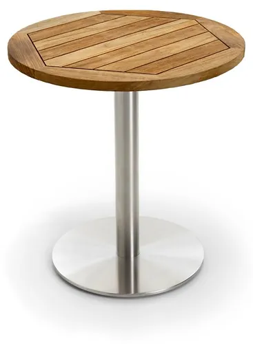 Gartentisch Bistrox 70 rund Tischplatte Teak Geölt Gestell Edelstahl Gebürstet