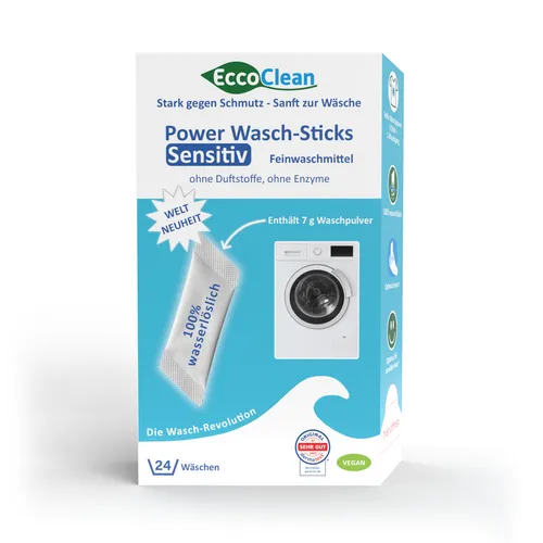 EccoClean Power Wasch-Sticks Sensitiv, Feinwaschmittel   *Die Weltneuheit*