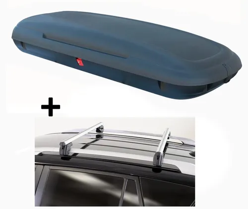 Dachbox VDPCA480 Liter + Dachträger Sherman für Hyundai HB20 ab 12 - Gepäckträger mit 480 Liter Volumen, ideal für Reisen, bietet zusätzlichen Stauraum für Ihr Fahrzeug.