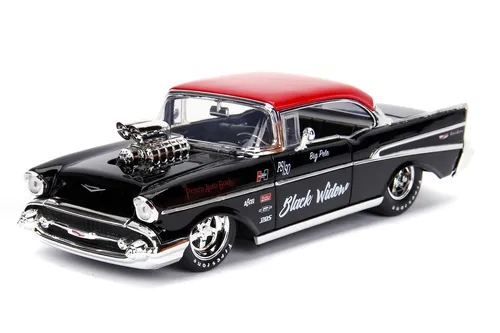 Jada Toys Big Time Muscle 1:24 1957 Chevy Bel Air Die-Cast Auto (Schwarz/Rot)