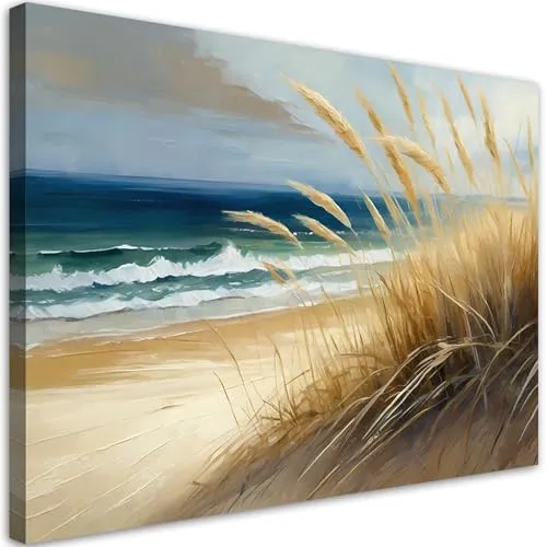 Feeby Leinwand Bilder - Strand Natur Landschaft - Canvas 60x40 cm - Deko Wohnzimmer - Wandbilder Schlafzimmer - Deko Aesthetic - Wand Deko - Leinwand Groß - Deko Zimmer - Leinwandbilder XXL