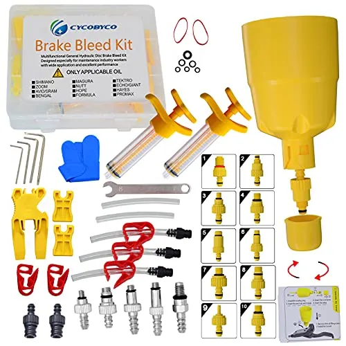 CYCOBYCO Entlüftungskit hydraulische Scheibenbremse für Shimano, Sram, Avid, Magura, Tektro, Hayes, Zoom, Echo, Giant,Hs33, Nutt, Hope, Bengal, Formula, Fromax kompatibel mit allen Modellen