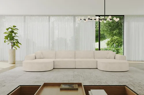 ALTDECOR Ecksofa MARI-U2 in U-Form - Beige, 388x171x79,5 cm - Ecksofa in U-Form für höchsten Sitz- und Schlafkomfort. Ideal für gesellige Abende mit Familie und Freunden. Hochwertige Polsterung und elegantes Design fügen sich perfekt in jedes Wohnzimmer ein.