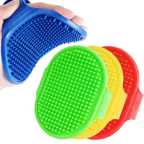 BRILLIRARE 4er-Pack Hundepflegebürste, weiche Silikon-Haustierbadebürsten mit verstellbarem Griff, Shampoo-beruhigender Kamm für nasse, trockene, lang- und kurzhaarige Hunde und Katzen, Massage