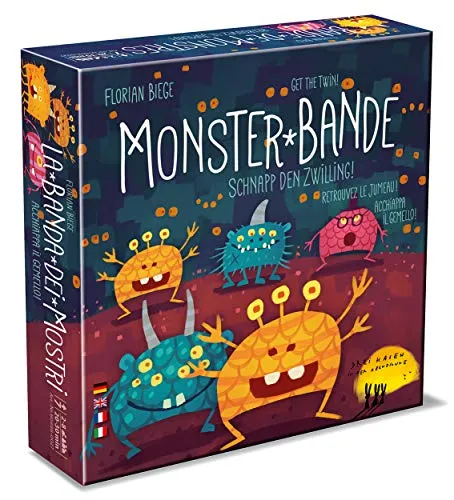 Monster-Bande - Das spannende Teamspiel - Gesellschaftsspiel, fördert Teamarbeit und Gedächtnis, während die Spieler Minimonster-Zwillinge unter Zeitdruck finden müssen.
