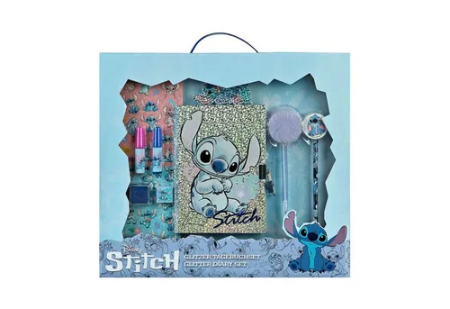 Lilo & Stitch Glitzer Tagebuch Set - Belletristik – Kreatives Tagebuch mit glitzernden Motiven, bunten Stickern und Stift, ideal für kleine Träumer und kreative Köpfe!