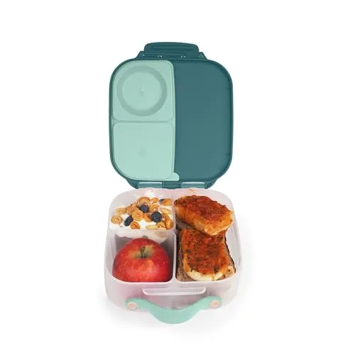 b.box Mini Brotdose für Kinder mit Fächern | Bento Box, 3 Fächer (2 Auslaufsicher) | Lunchbox für Gerichte & Snacks | Platz für Ganzes Obst | BPA-frei